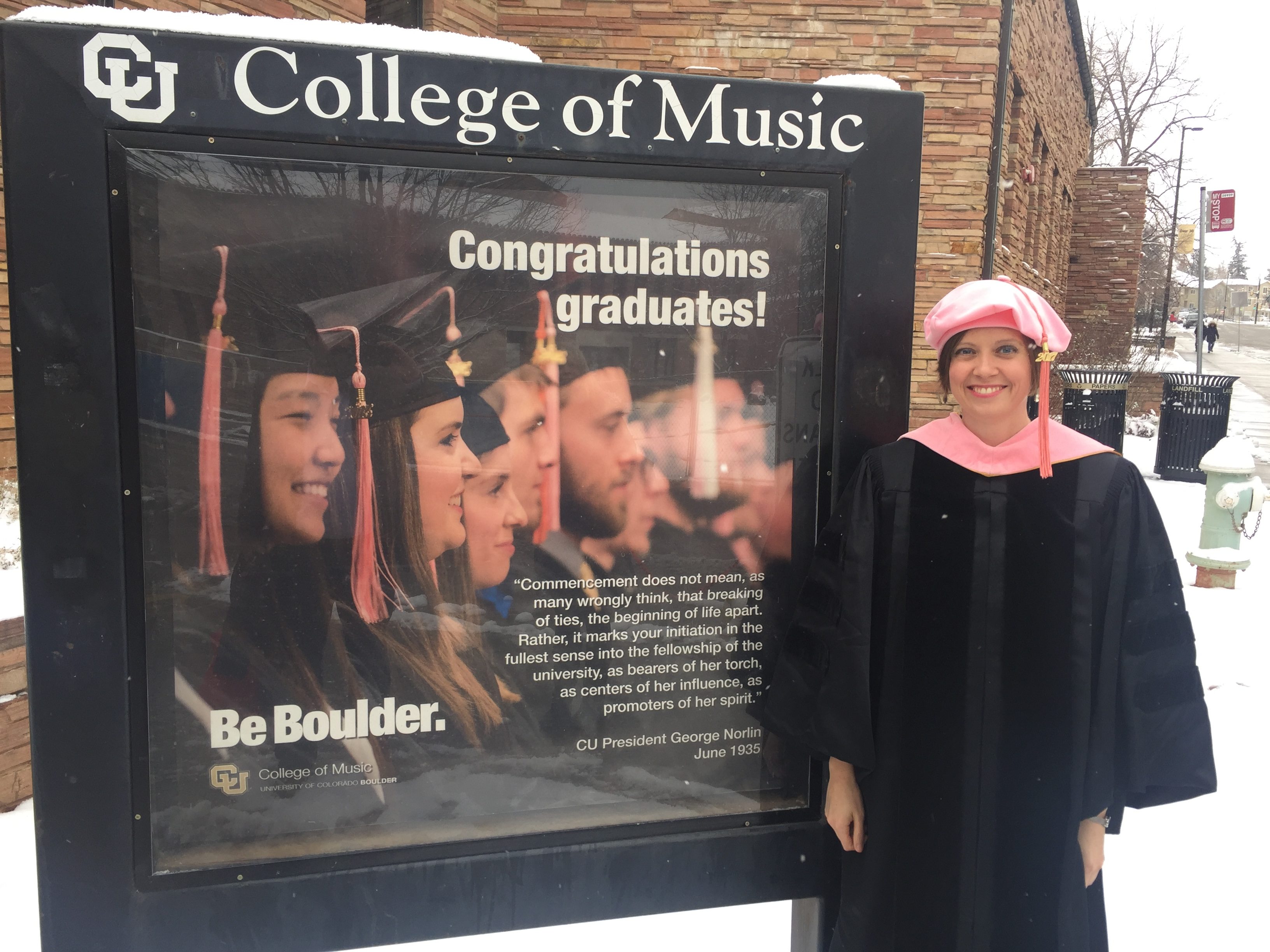 Dr. Laura Moylan in graduation gown.